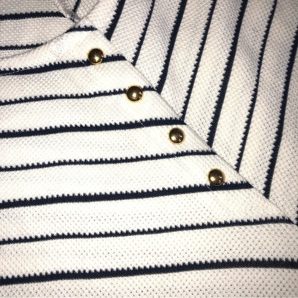 Charter Club Woman Knit Top 1X Black Cream Brass Detail 3/4 Sleeves Textured NWT - Picture 11 of 12